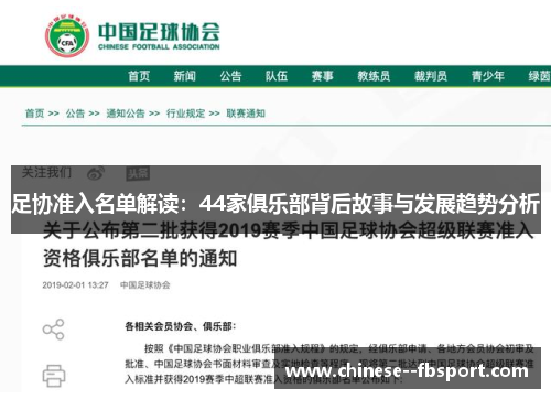 足协准入名单解读：44家俱乐部背后故事与发展趋势分析